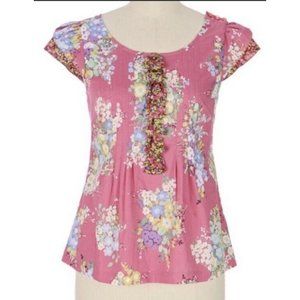 ANTHROPOLOGIE EDME & ESYLLTE Pink Prairie Breeze Top 4 Small Excellent Cotton